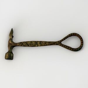 Vintage Brass Miniature Hammer Ice Pick‎ Bottle Opener Good Luck Horseshoes